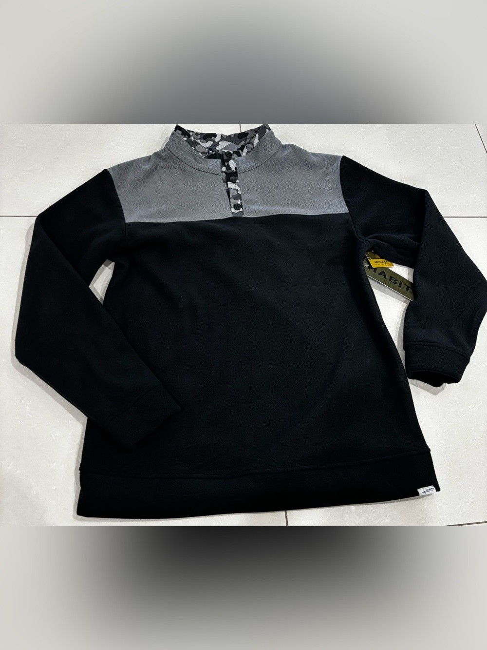 Men's Black and Gray Zip-Up Mock Neck Sweater